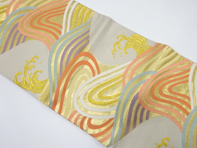 JAPANESE KIMONO / VINTAGE FUKURO OBI / WOVEN ROUGH WAVE